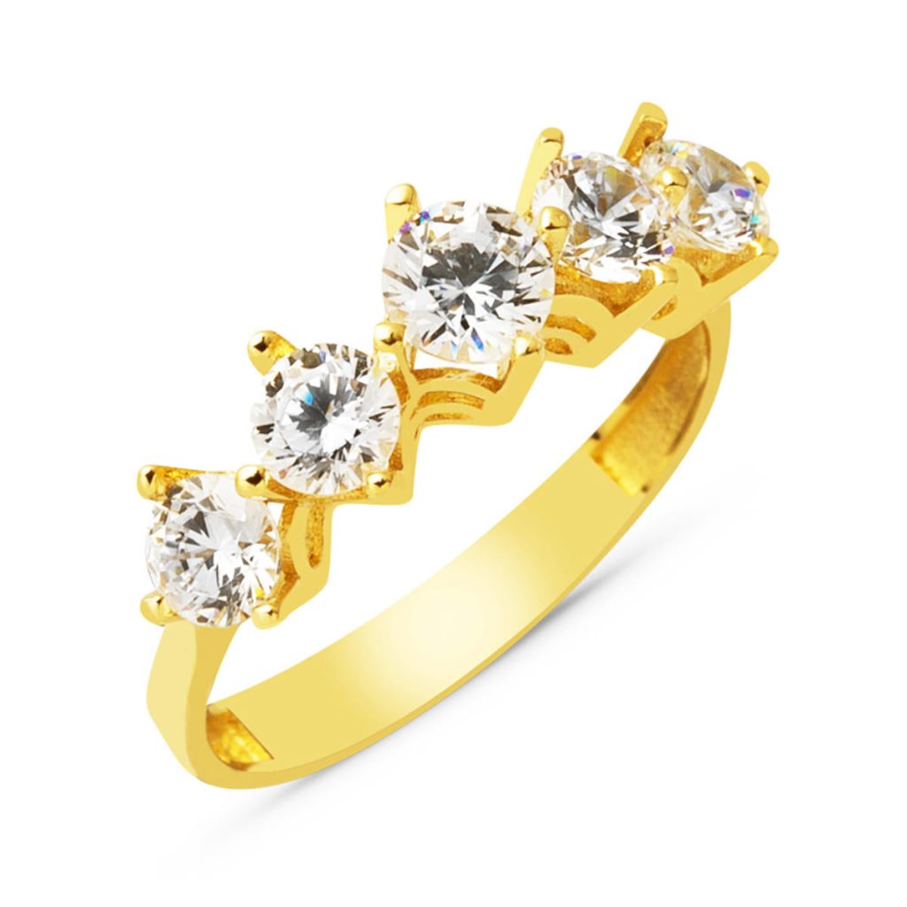 14 Carats Asansör Model Or Cinq Pierres Bague