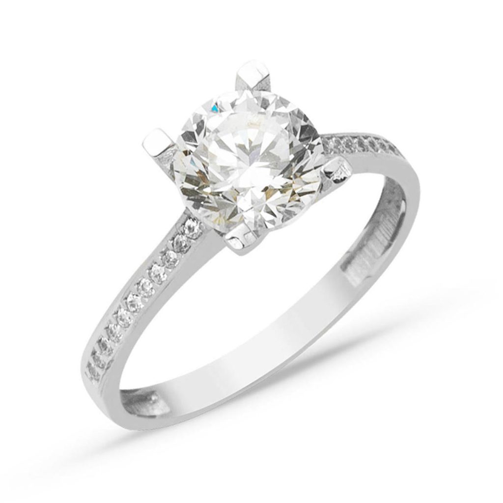 Classic 14 Karat Solitaire White Gold Ring