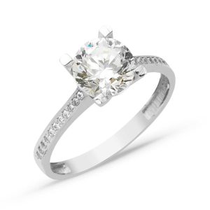 Classic 14 Karat Solitaire White Gold Ring
