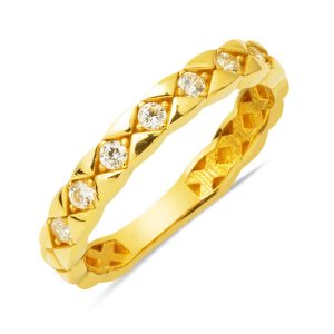 Baklava Desenli Minimalist 14 Karat Ring