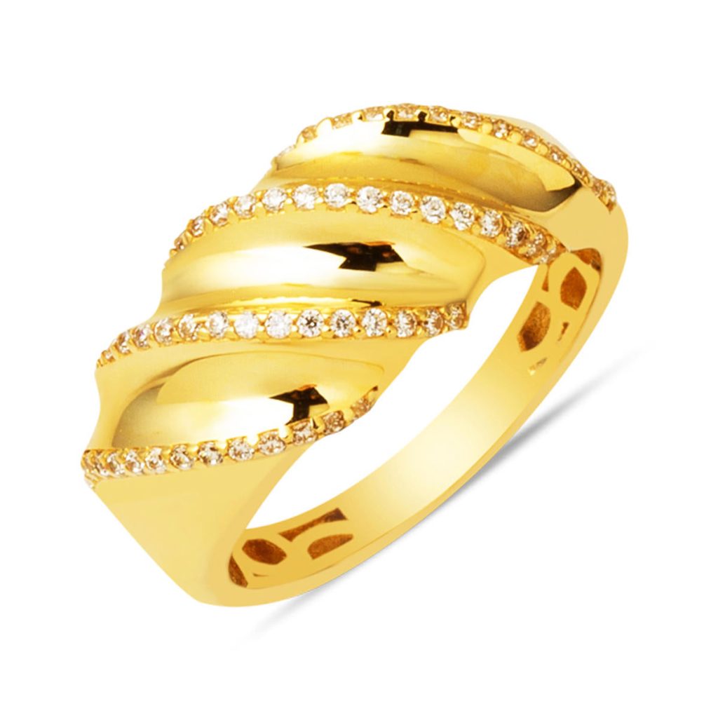 14 Carats Torsadé Or Femme Bague