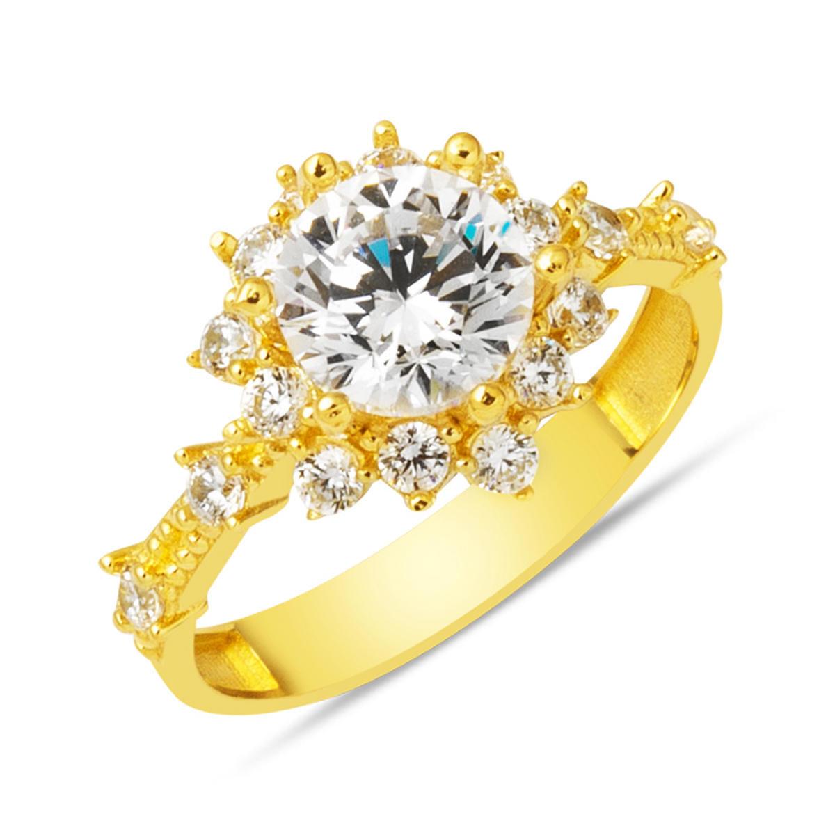Lotus Çiçeği 14 Karat Solitaire Gold Ring