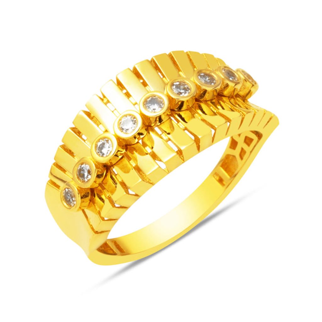 Row with Stones 14 Karat Women's Gold Ring