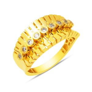 Row with Stones 14 Karat Women's Gold Ring
