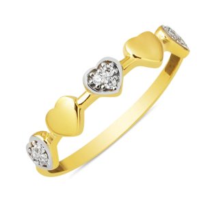 avec Cœur Minimaliste 14 Carats Spor Or Bague