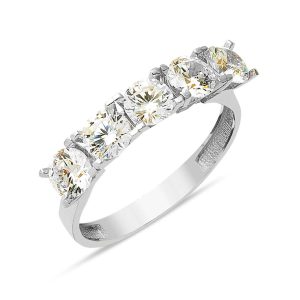 14 Karat White Gold Five-Stone Ring