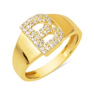 14 Carats Or B Lettre Bague