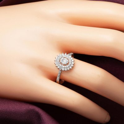 Güneş Tasarım Bagetli Beyaz Altın Spor Yüzük - 14K - 1.63g - EZ Gold