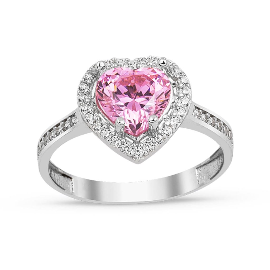 Rose avec Cœur Solitaire Or Bague