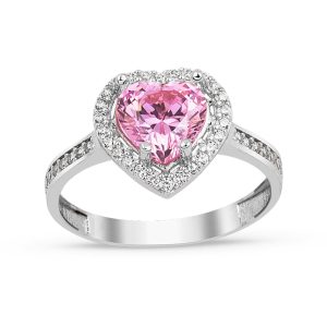 Rose avec Cœur Solitaire Or Bague