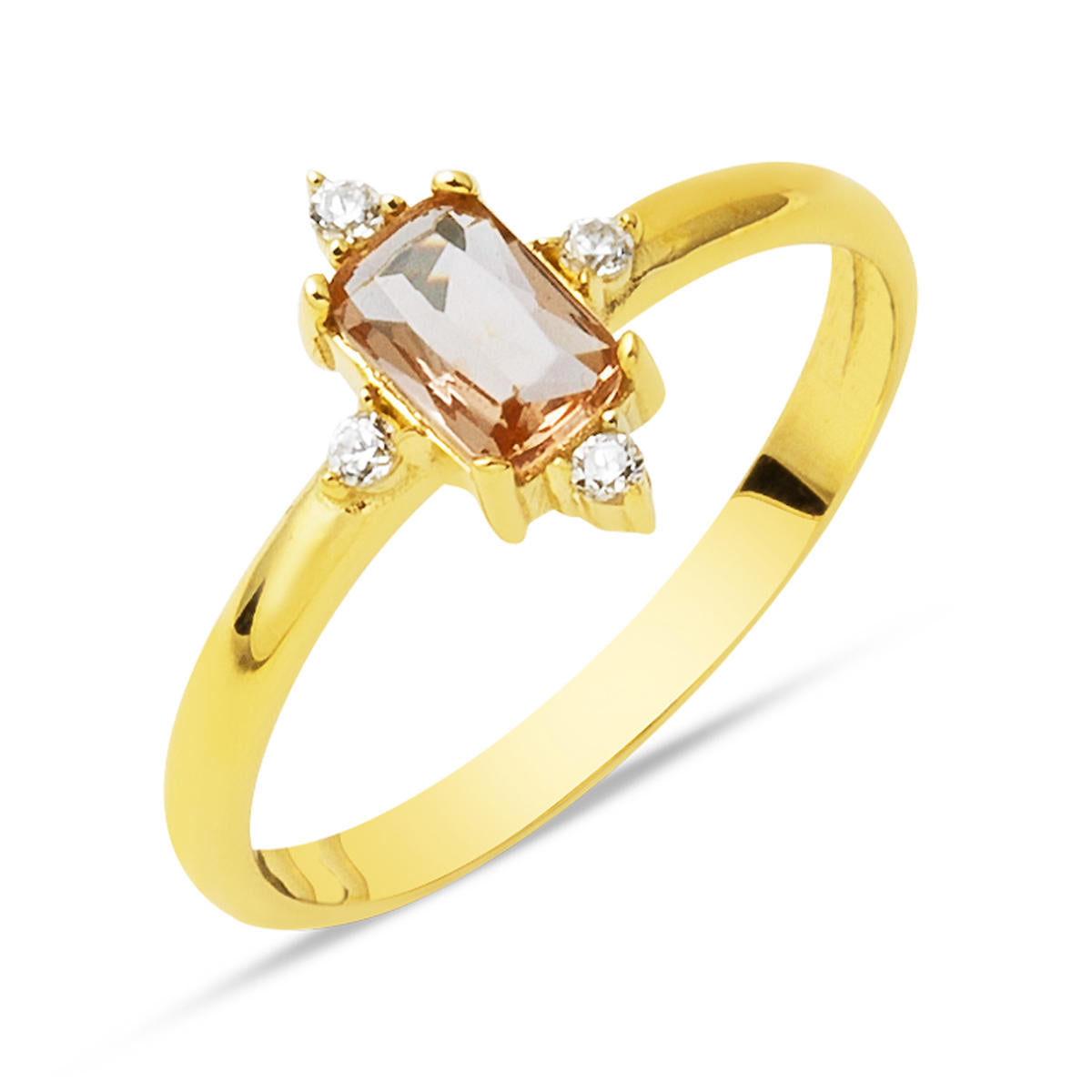 14 Karat Baguette Sultanayt with Stones Gold Ring