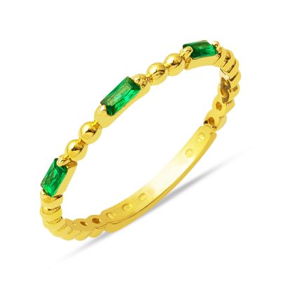Baguette Designed Trendy Gold 14 Karat Ring