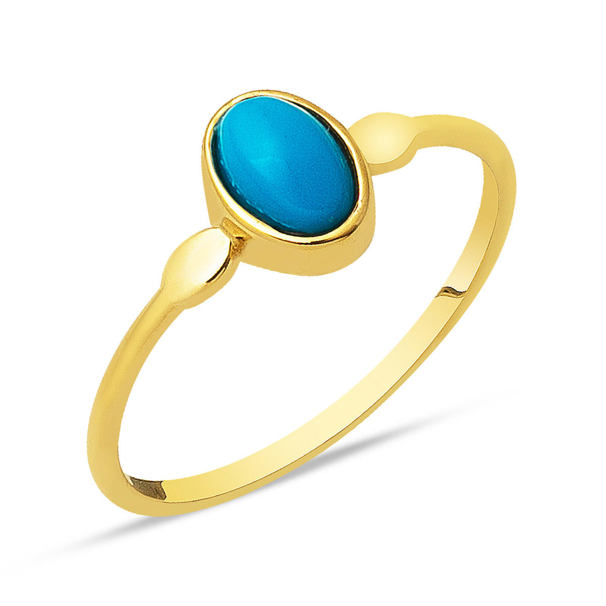 Firuze with Stones 14 Karat Trendy Gold Ring