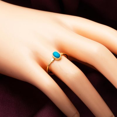 Firuze Taşlı 14 Ayar Trend Altın Yüzük - 14K - 1.4g - EZ Gold