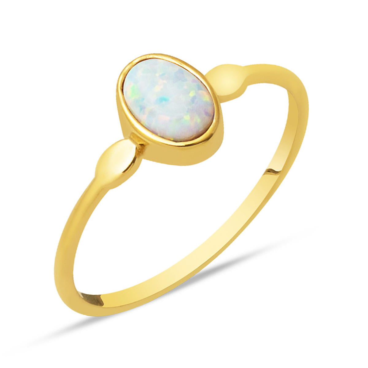 14 Carats Blanc Opal avec Pierres Tendance Or Bague