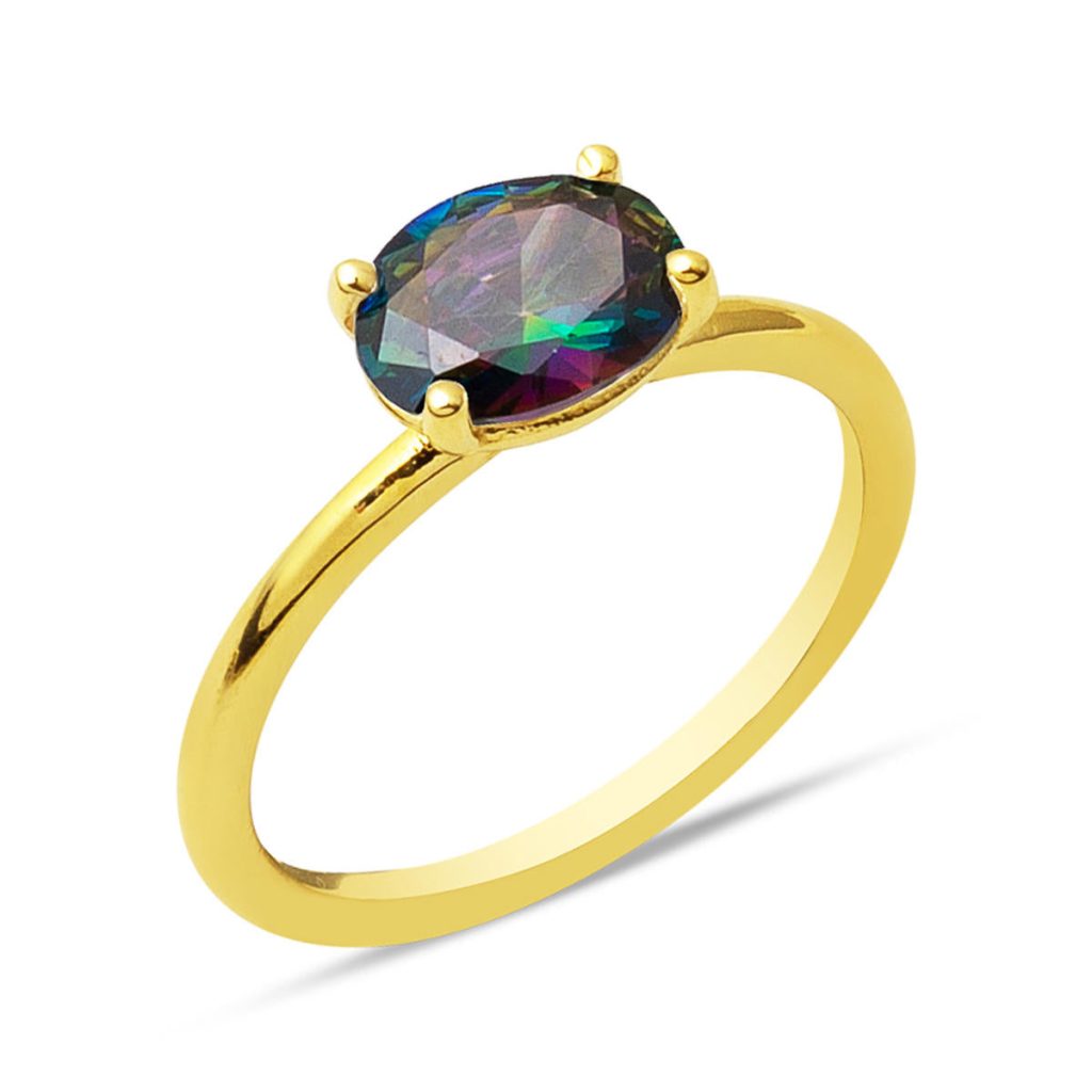 14 Carats Mistik Topaz avec Pierres Or Bague
