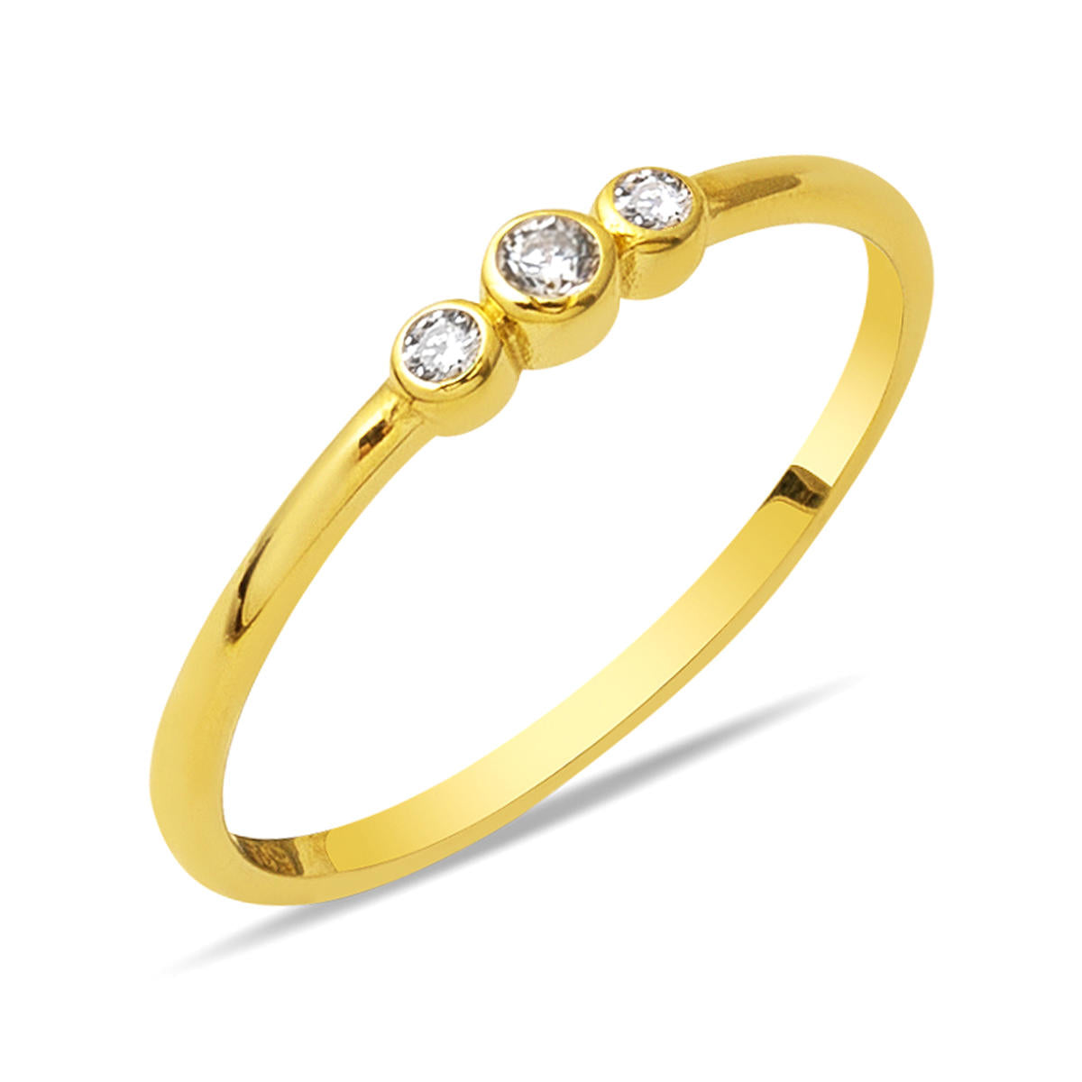 Tria with Stones 14 Karat Sade Gold Ring