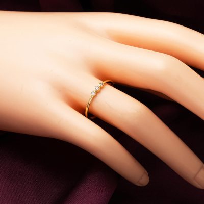 Tria Taşlı 14 Ayar Sade Altın Yüzük - 14K - 1.16g - EZ Gold