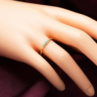 Tria Firuze Taşlı 14 Ayar Altın Yüzük - 14K - 1.05g - EZ Gold