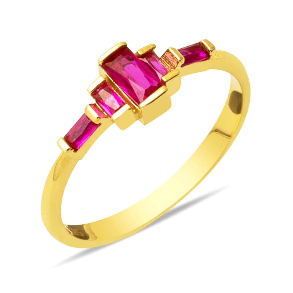 Baguette Minimaliste à Design 14 Carats Or Bague
