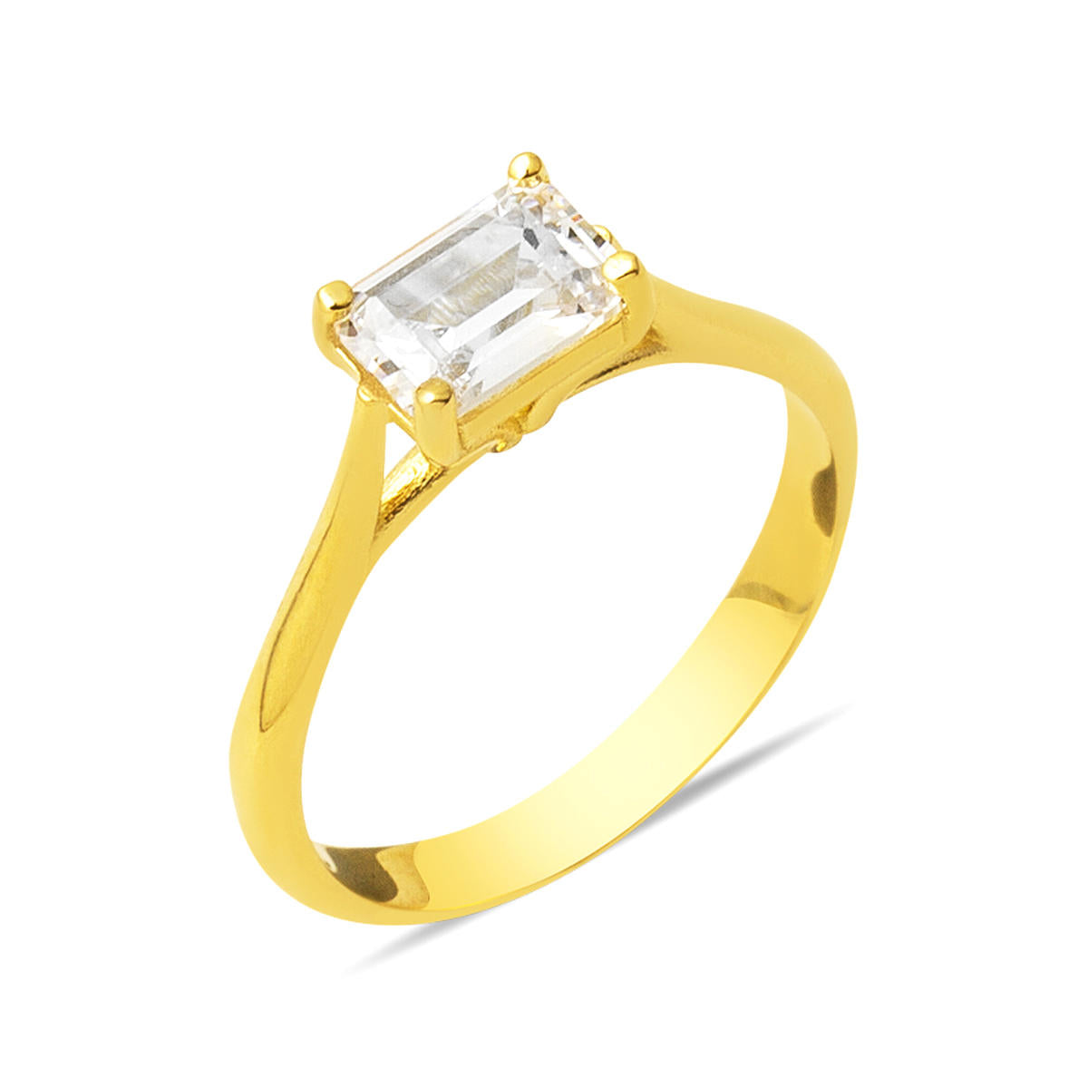 Baguette avec Pierres Sade 14 Carats Or Bague