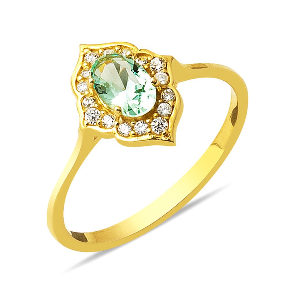 Jade with Stones 14 Karat Gold Ring