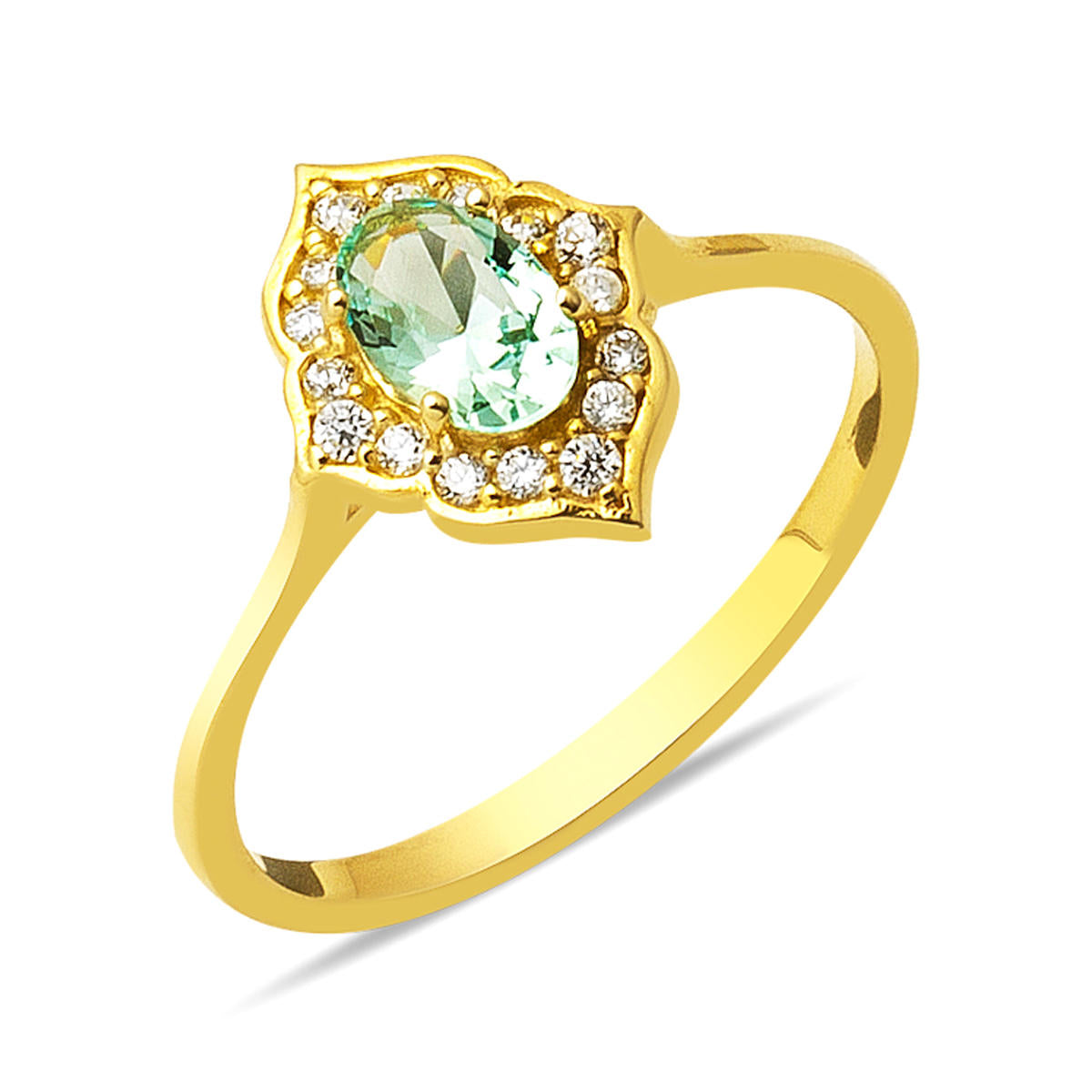 Jade with Stones 14 Karat Gold Ring