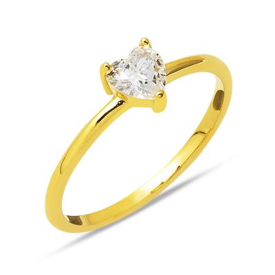 Heart with Stones 14 Karat Gold Ring