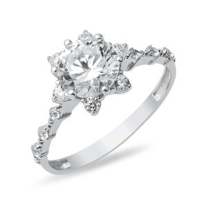 Hanımeli Solitaire White Gold Ring