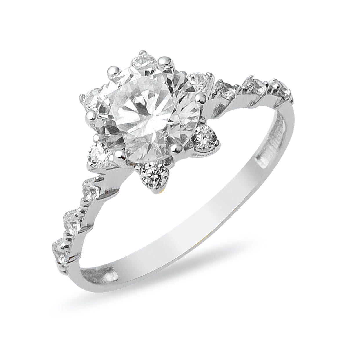 Hanımeli Solitaire Blanc Or Bague