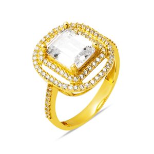 14 Carats Or Baguette avec Pierres Bague