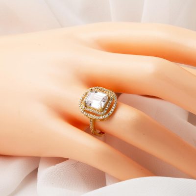 14 Ayar Altın Baget Taşlı Yüzük - 14K - 3.8g - EZ Gold