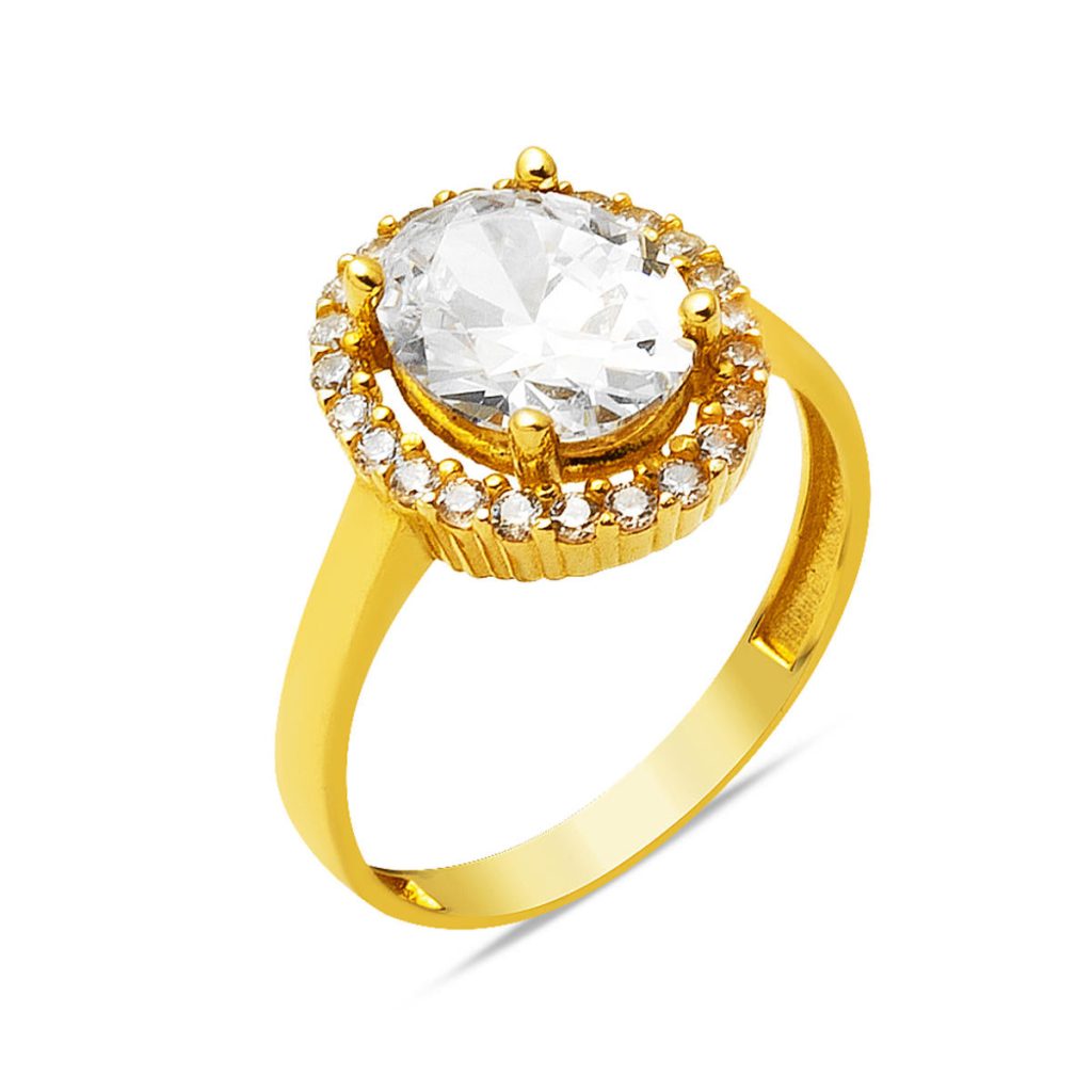 14 Karat Gold Oval with Stones Ring
