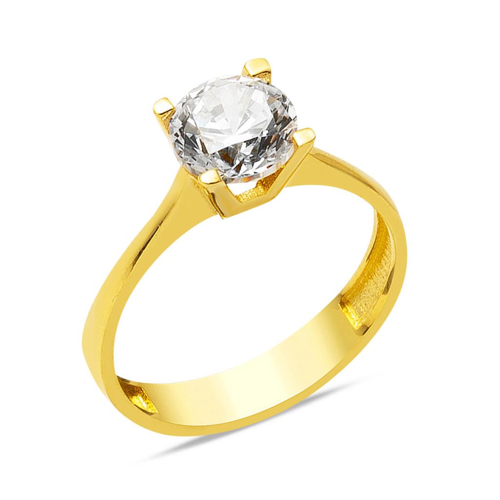 14 Carats Or Solitaire Bague