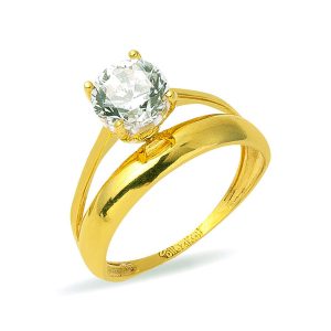 14 Carats Or Solitairelı Alliance Bague
