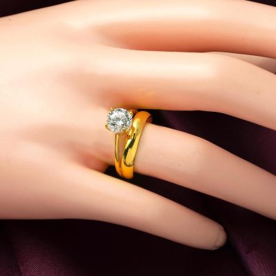 14 Ayar Altın Tektaşlı Alyans Yüzük - 14K - 3.04g - EZ Gold