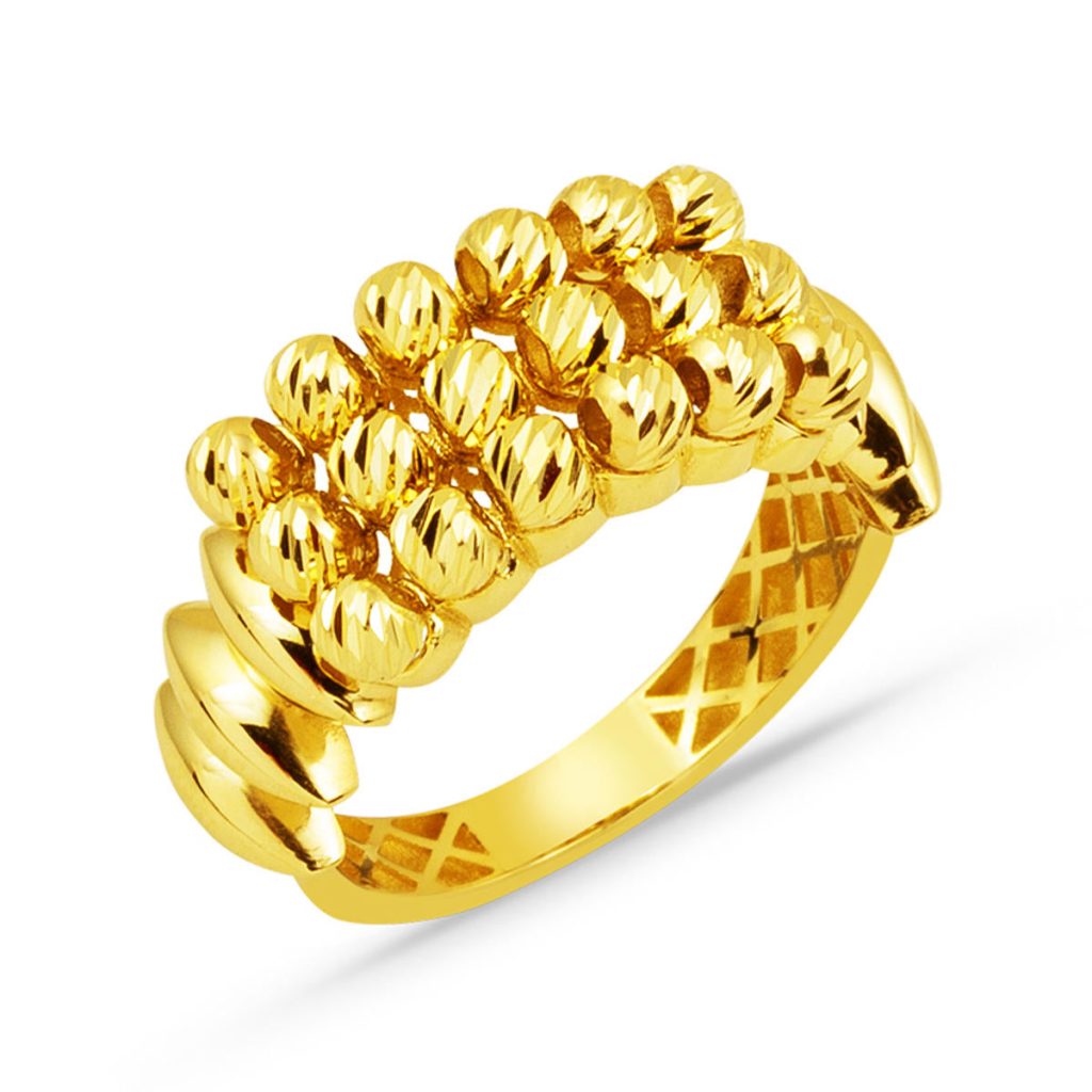 Boules 14 Carats Jaune Or Bague
