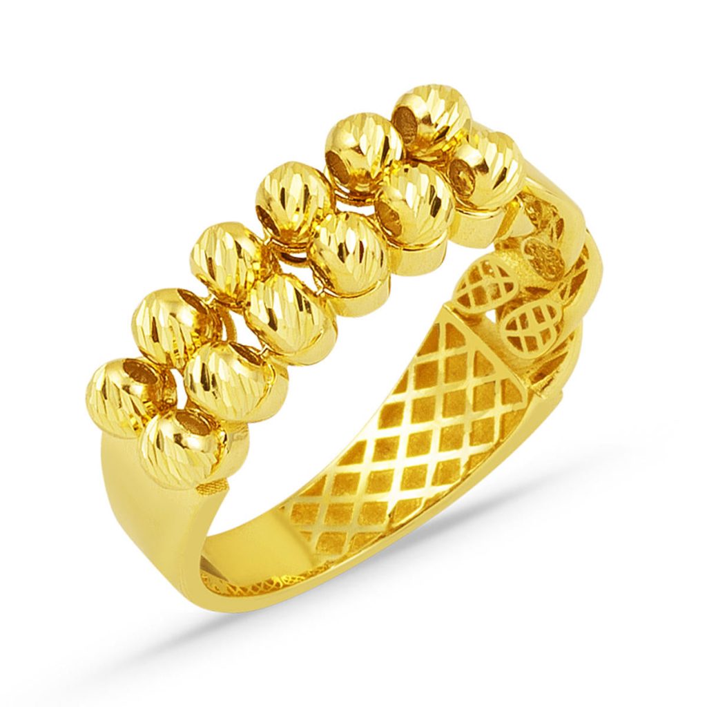 Gourmette Boules Design 14 Carats Or Bague