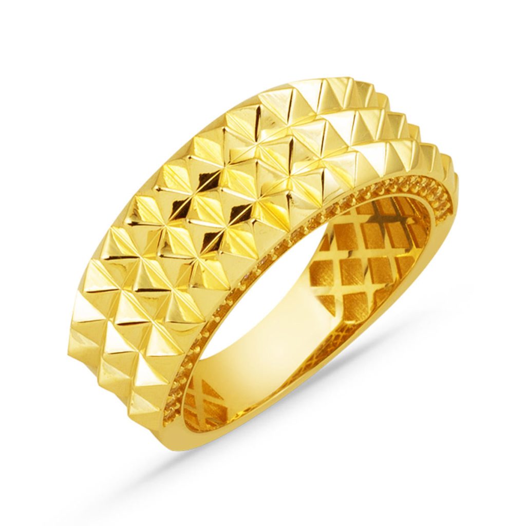 Moderne Design 14 Carats Jaune Or Bague