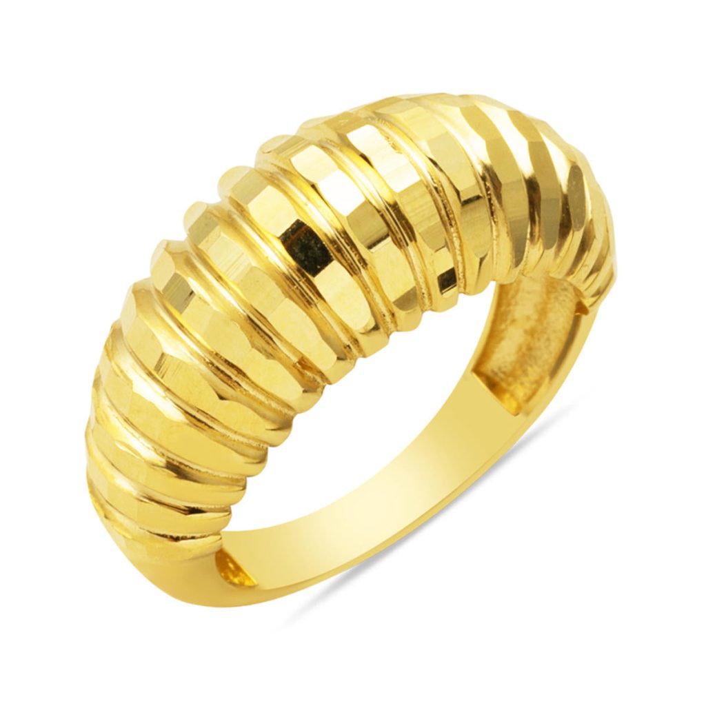 14 Karat Gold Çizgili Sade Ring