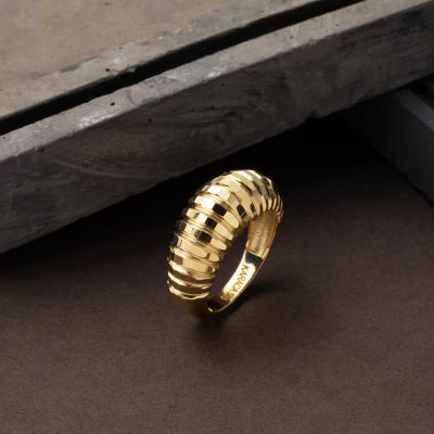 14 Ayar Altın Çizgili Sade Yüzük - 14K - 4.1g - EZ Gold