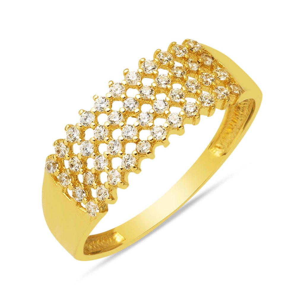 4 Row with Stones 14 Karat Women's Gold Ring