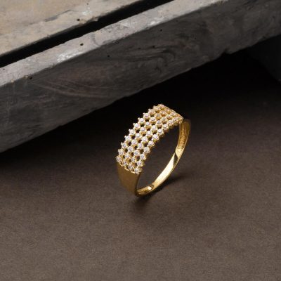 4 Sıra Taşlı 14 Ayar Bayan Altın Yüzük - 14K - 2g - EZ Gold
