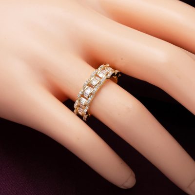14 Ayar Baget Taşlı Yarımtur Altın Yüzük - 14K - 2.24g - EZ Gold