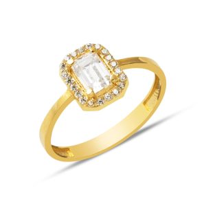 Baguette Solitaire 14 Carats Jaune Or Bague