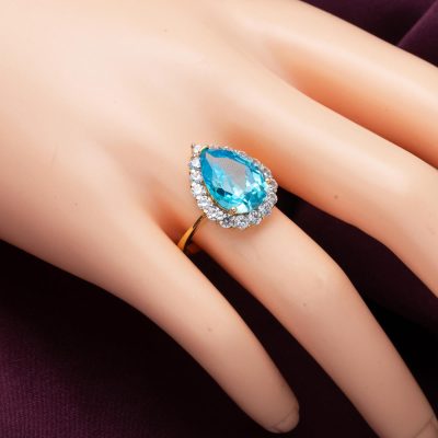 Mavi Taşlı Hürrem Sultan Yüzüğü 14 Ayar Altın - 14K - 4.97g - EZ Gold