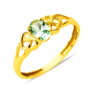 Heart Design Jade with Stones 22 Karat Ring Gold