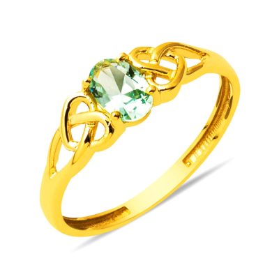 Cœur Design Jade avec Pierres 22 Carats Bague Or
