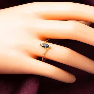 22 Ayar Markiz Obsidyen Taşlı Altın Yüzük - 22K - 2.4g - EZ Gold