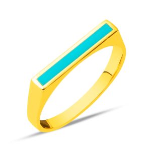 22 Karat Turkuaz Enamel Gold Ring